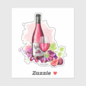 Flasche und Glas Wein Aufkleber (Blatt)
