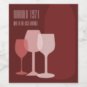 Flasche und Gläser Weinetikett (Einzelnes Label)