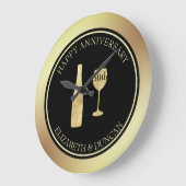 Flasche und Glitzer aus Gold Große Wanduhr (Winkel)