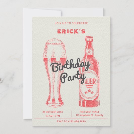 Flasche und Party Einladung (Vorderseite)