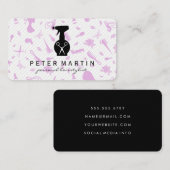 Flasche und Schere | Salon Pattern Visitenkarte (Vorne/Hinten)