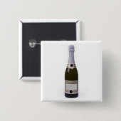 Flasche von Champagne mit leerem Aufkleber Button (Vorne & Hinten)