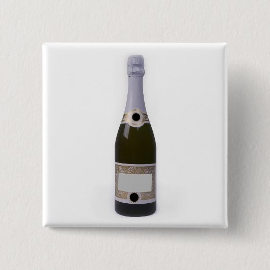 Flasche von Champagne mit leerem Aufkleber Button (Vorderseite)