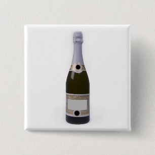 Flasche von Champagne mit leerem Aufkleber Button