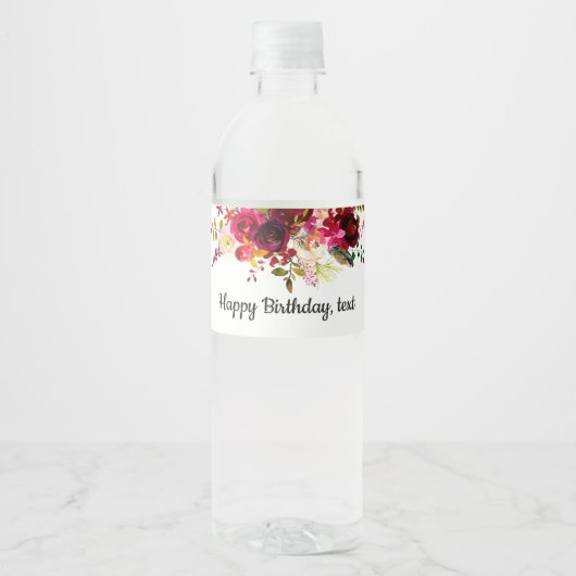 Flasche Wasser ETIKETT - boho floral (Vorderseite)