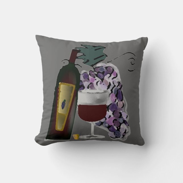 Flasche Wein n Trauben Kissen (Vorderseite)