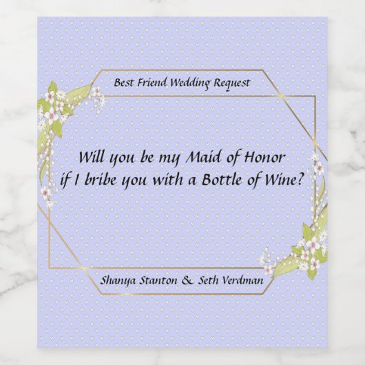 Flasche Wein Trauzeugin Anfrage Weinetikett (Einzelnes Label)