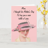 Flasche Wein zum Muttertag Karte (Gelbe Blume)