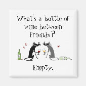 Flasche Wein zwischen Freunden Funny Cat Magnet (Vorne)
