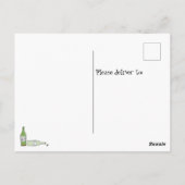 Flasche Wein zwischen Freunden Funny Cat Postkarte (Rückseite)