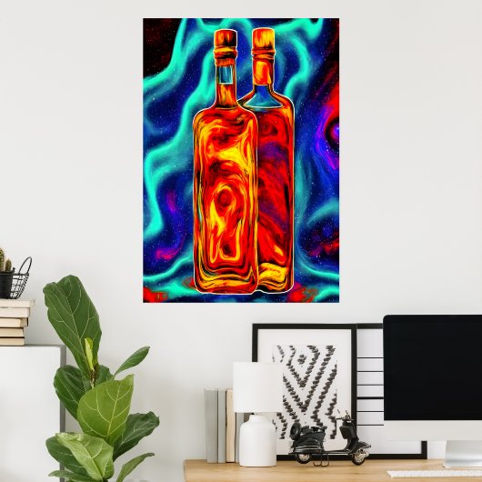 Flasche Whiskey | AI Art Poster (Heimbüro)