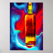 Flasche Whiskey, farbiger Hintergrund | Art der AI Poster (Vorne)