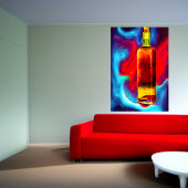Flasche Whiskey, farbiger Hintergrund | Art der AI Poster