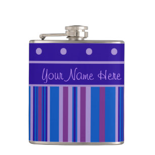 Flasche zum Anpassen von Blau, Mauve, rosa Streife Flachmann