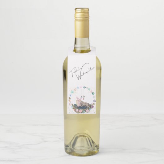 Flaschen Anhänger , Weihnachtsbild mit Pferd (Auf Flasche)