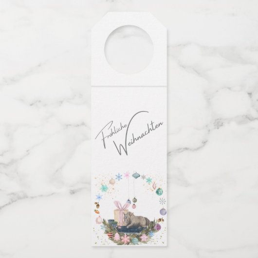 Flaschen Anhänger , Weihnachtsbild mit Pferd (Vorderseite)