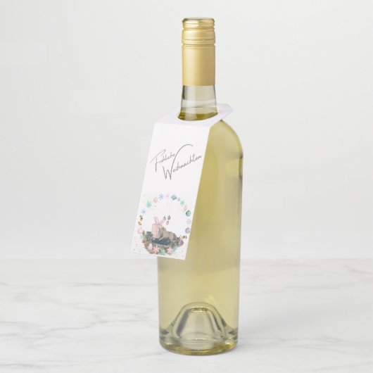 Flaschen Anhänger , Weihnachtsbild mit Pferd (Angewinkelt)