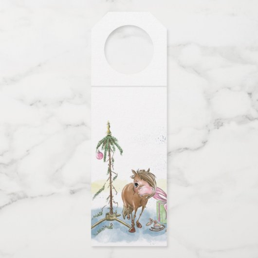 Flaschen Anhänger, Weihnachtsbild mit Pony Flaschenanhänger (Vorderseite)
