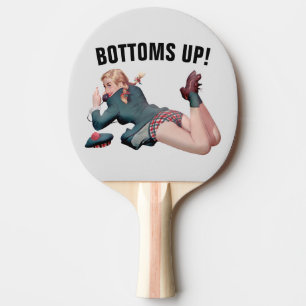 FLASCHEN AUF DER RETROGIRL-PONG-PADDLE TISCHTENNIS SCHLÄGER