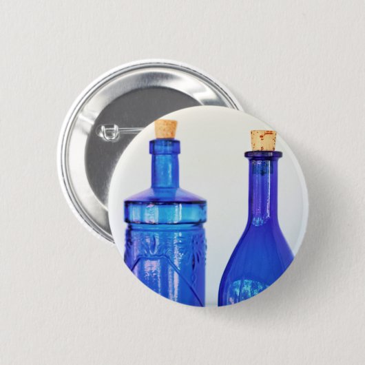 Flaschen aus blauem Glas Button (Vorne & Hinten)