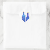 Flaschen aus blauem Glas Herz-Aufkleber (Tasche)