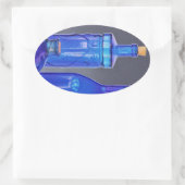 Flaschen aus blauem Glas Ovaler Aufkleber (Tasche)