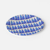 Flaschen aus blauem Glas Pappteller (Schrägansicht)