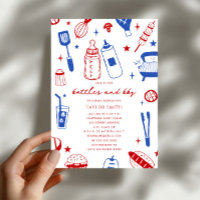 Flaschen & BBQ Rot Weiß Blau Neutrales Babyshower