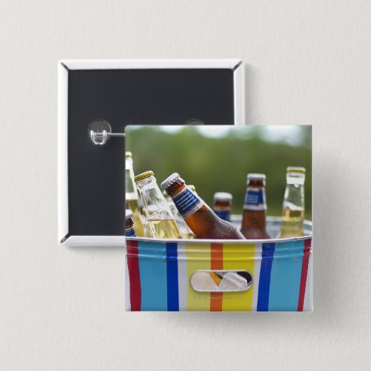 Flaschen Bier in Eis Button (Vorne & Hinten)