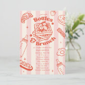 Flaschen & Brunch Doodle Pink Girl Babydusche Einladung (Stehend Vorderseite)