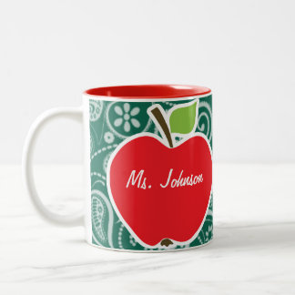 Flaschen-Grün Paisley; Apple Zweifarbige Tasse