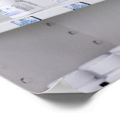 Flaschen in den Regalen einer Apotheke Poster (Ecke)