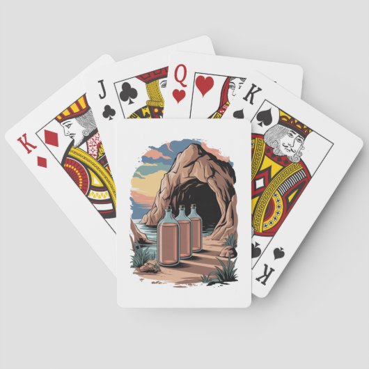 Flaschen nahe einem Höhleneingang Spielkarten (Rückseite)