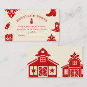 Flaschen & Stiefel Cowboy Retro Red Baby Dusche Begleitkarte (Vorne/Hinten)