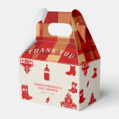 Flaschen & Stiefel Cowboy Retro Red Baby Dusche Geschenkschachtel (Rückseite)