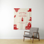 Flaschen & Stiefel Cowboy Retro Red Baby Dusche Wandteppich (Beispiel)