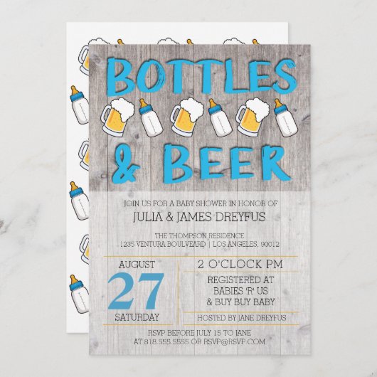 Flaschen und Bier-Baby-Dusche Einladung (Vorne/Hinten)