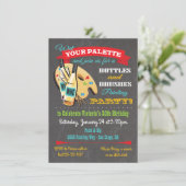 Flaschen und Pinsel Malerei und Party "Sip Art" Einladung (Stehend Vorderseite)