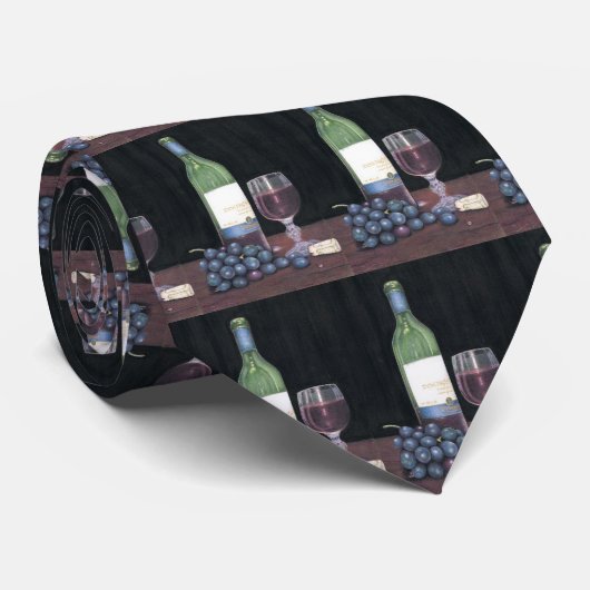 Flaschen-Wein und Trauben-Krawatte Krawatte (Gerollt)