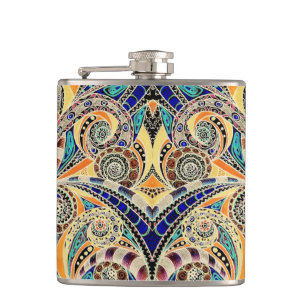 Flaschen-Zeichnen mit Blumen Flachmann