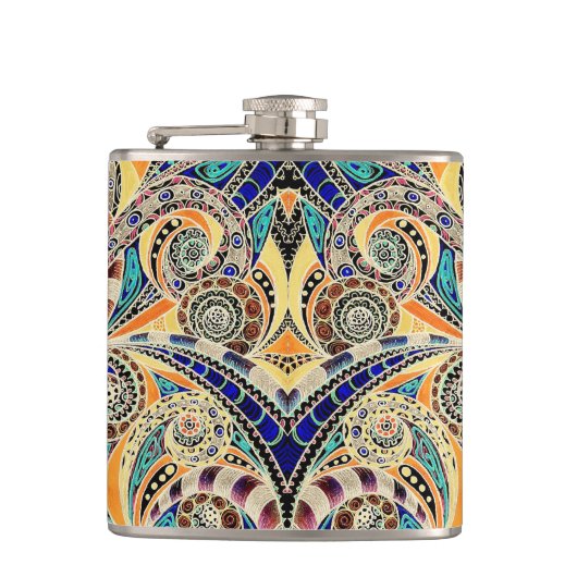 Flaschen-Zeichnen mit Blumen Flachmann (Vorderseite)