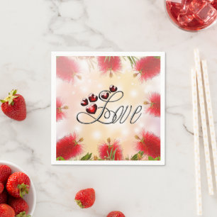 Flaschenbürstenblume und Liebe  Serviette