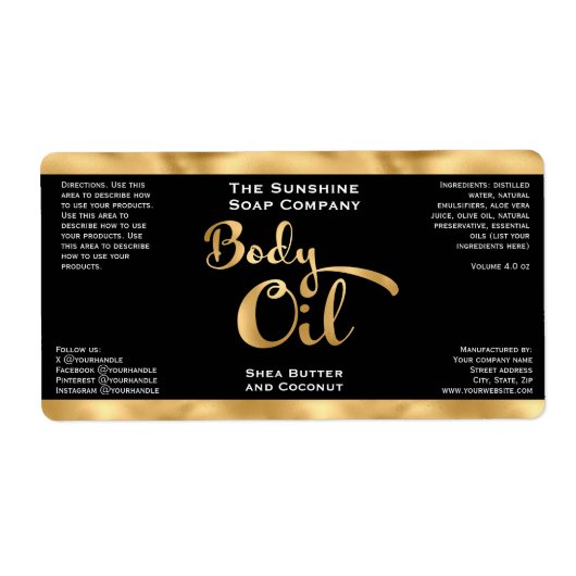 Flaschenetikett aus schwarzem Gold (Vorne)