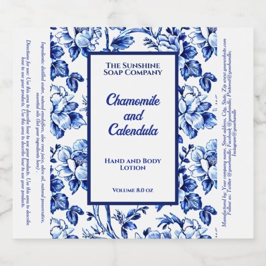 Flaschenetikett für Blumenkosmetik Schaumweinetikett (Einzelnes Label)