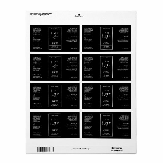 Flaschenetikett für die Flasche mit dem schwarzen (Vorne)