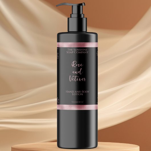 Flaschenetikett für Kosmetikfolie aus schwarz-rosa Schaumweinetikett