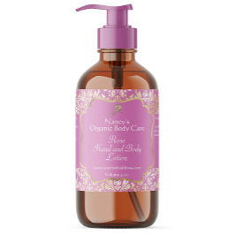 Flaschenetikett für Kosmetikprodukte mit rosa und Rechteckiger Aufkleber