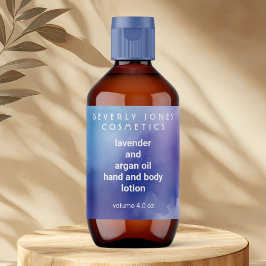 Flaschenetikett für Lila und blaue Wasserfarben