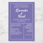 Flaschenetikett für lila und weiße Kosmetikprodukt Lebensmitteletikett (Einzelnes Label)