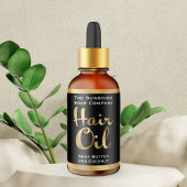 Flaschenetikett für schwarze und goldene Haare